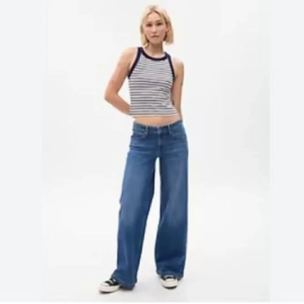 GAP Low Rise Stride Wide Leg Black Wash Jeans Size 4 TALL NWT $90 4T Y2k Skater